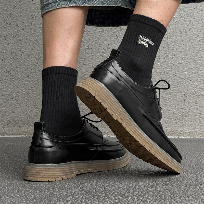 Fashion Brogue Men's Leather Shoes Fashion Designer Style Office and Leisure Business Black Shoes OUTDOOR Plus Size Young Versatile