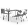 Ensemble de jardin - MAISON EXCLUSIVE - Design à lattes - 5 pièces - Acier gris foncé - Chaises empilables