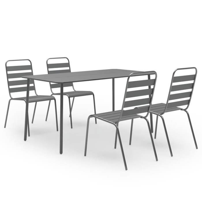 Ensemble de jardin - MAISON EXCLUSIVE - Design à lattes - 5 pièces - Acier gris foncé - Chaises empilables