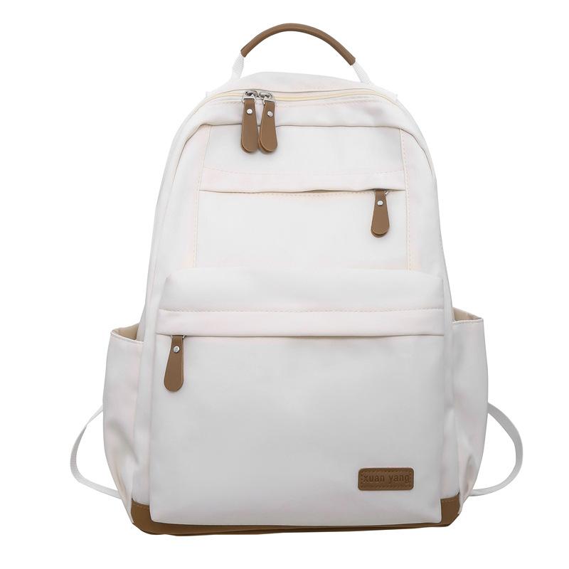 

Полотняний рюкзак для учнів середньої школи для чоловіків, дорожній шкільний рюкзак для жінок білий