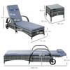 Garden Furniture Set, 3-Piece, Sun Lounger and Table, Polyrattan and Metal, Grey