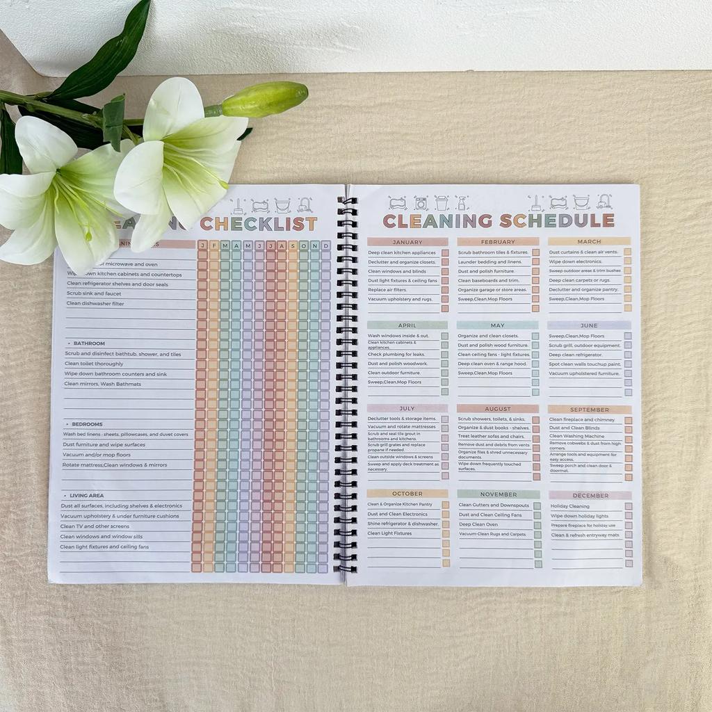 Planificateur de nettoyage TDAH, Format A4 Emploi du Temps Quotidien et Liste de Contrôle de Concentration Carnet, Couverture Durable Pages Lisses, Fourniture de Bureau Essentielle pour la Maison/le Bureau/la Chambre d'Étudiant