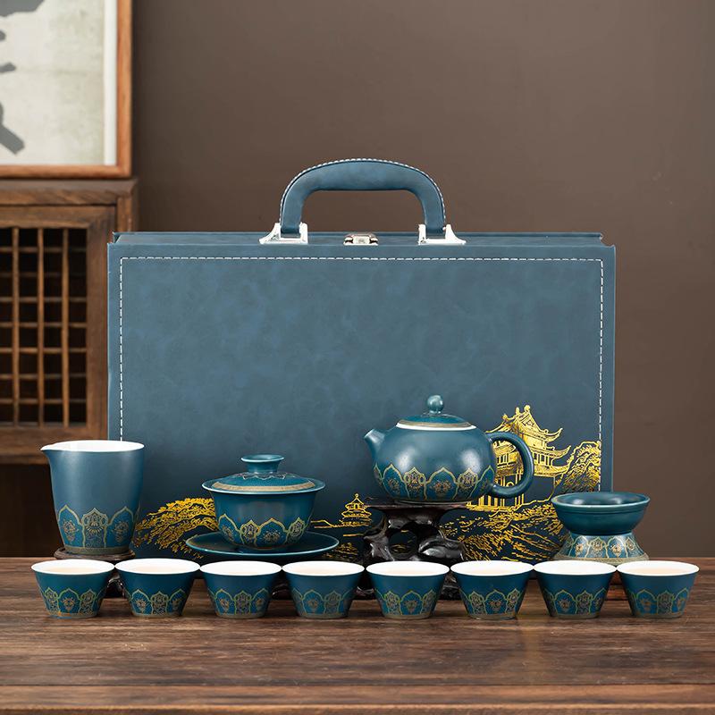 Lan Guyun complete set of household tea making office teapot simple cover bowl tea set