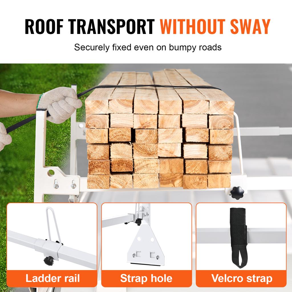 SucceBuy Trailer Ladder Rack Adjustable Roof Rack 2/3 Crossbars Van Roof Ladder Rack Fit for Chevrolet 1500/Ford E150/GMC Savana