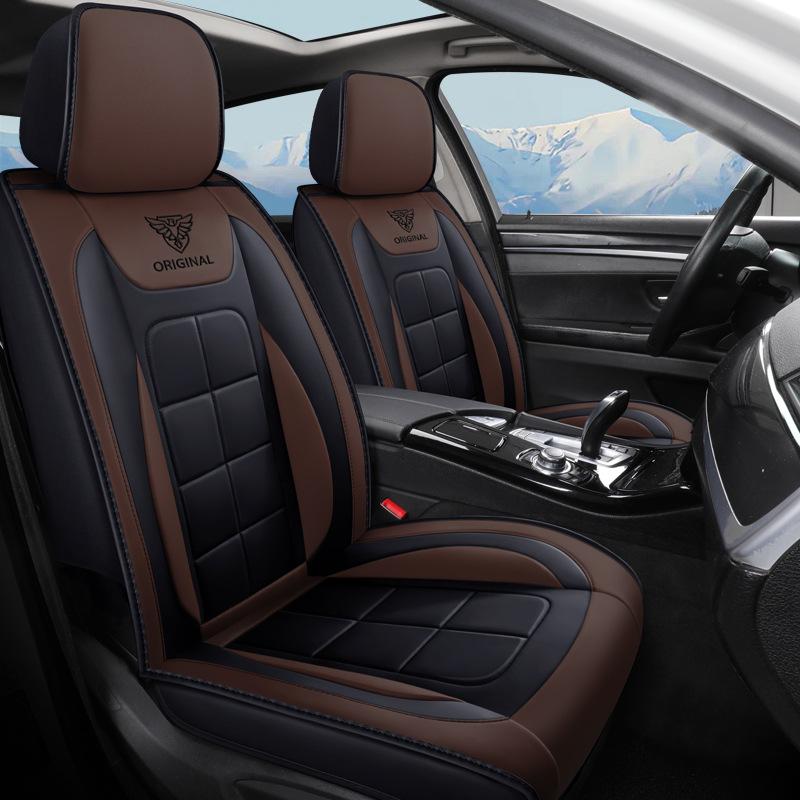 5-Seater Car Seat Cover Luxury Set with Pillows and Headrests, Premium Faux Leather Soft and Comfortable Seat Cover, Airbag Compatible