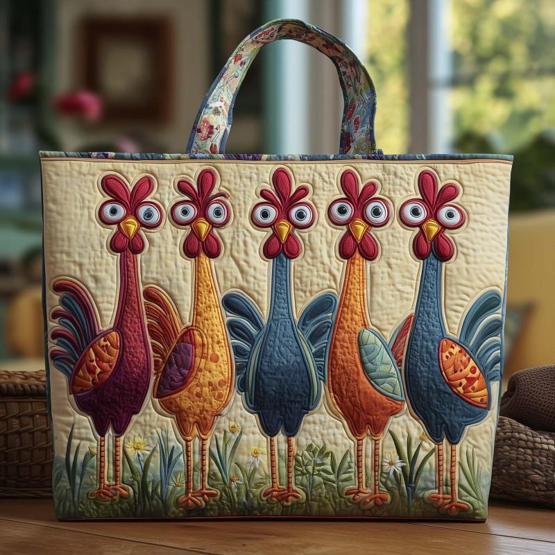 Chick Print Tote Bag 600D Oxford Cloth Shoulder Daily Use