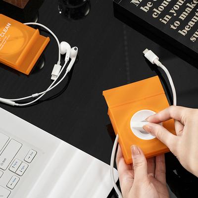 Portable Square Cable Organizer Cord Management Usb Cable Winder Retractable Phone Holder Charger Wire Storage Protector