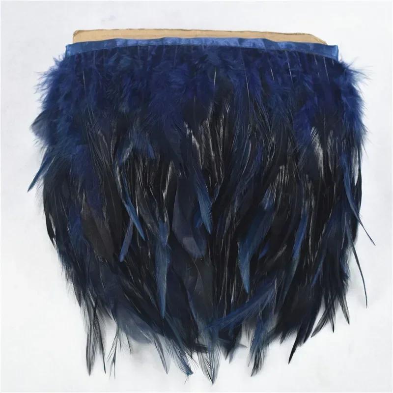 FeatherColored Pheasant Feathers On Tape Trim Fringe White Black Rooster Chicken Feather Skirt Trims Clothes Ribbon Sewing Handicrafts