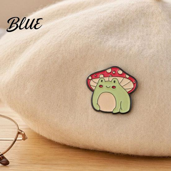 Bright Color Brooch Pin Frog Mushroom Design Lapel Enamel Glaze