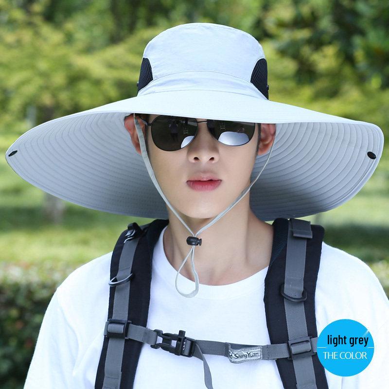 Męski kapelusz przeciwsłoneczny z szerokim rondem - Letni kapelusz słomkowy ochronny na zewnątrz do wędkowania i budowy.