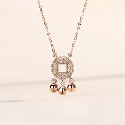 Ancient Coin Retro Copper Coin Bell Coin Necklace Female Personality Fringed Niche Design Sense Collarbone Chain Pendant
