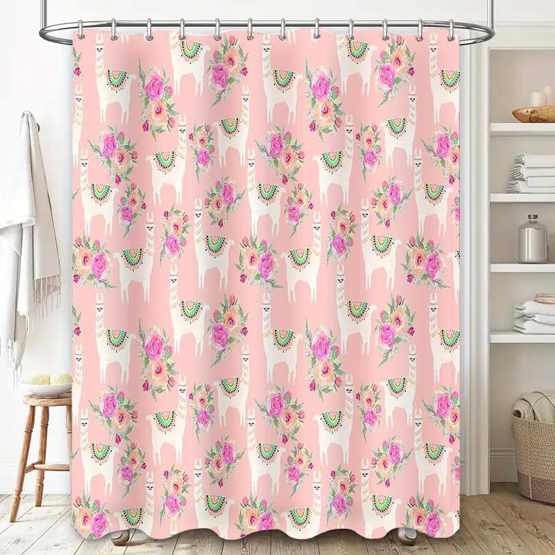 Floral Shower Curtain Botanical Flower Pattern Bathroom Decor Waterproof Fabric Vintage Nature Themed Home Textile Artistic Wall
