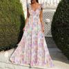 2026 Spring/Summer Women's European & American Backless Print Sleeveless Spaghetti Strap Maxi Dress