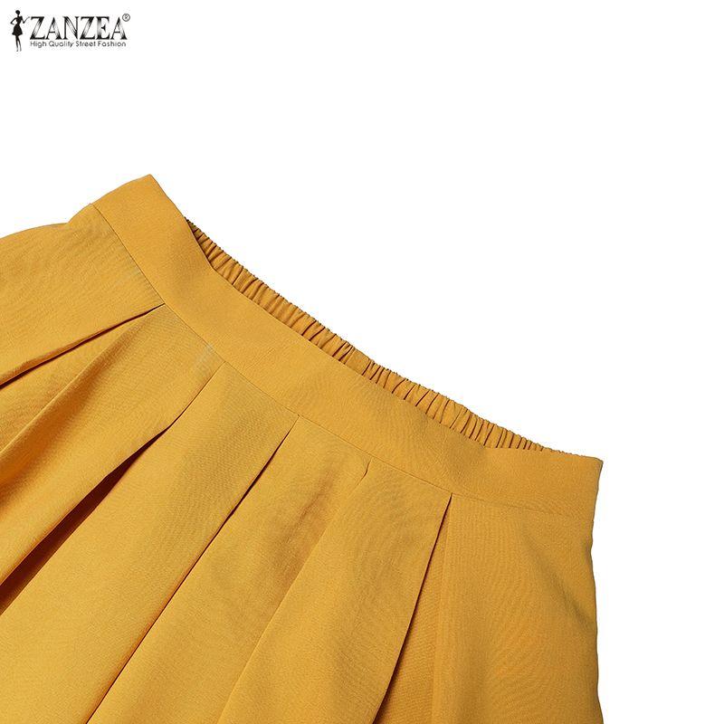 ZANZEA Blusa a Maniche Corte da Donna e Gonne Lunghe Estive Set Completi Due Pezzi