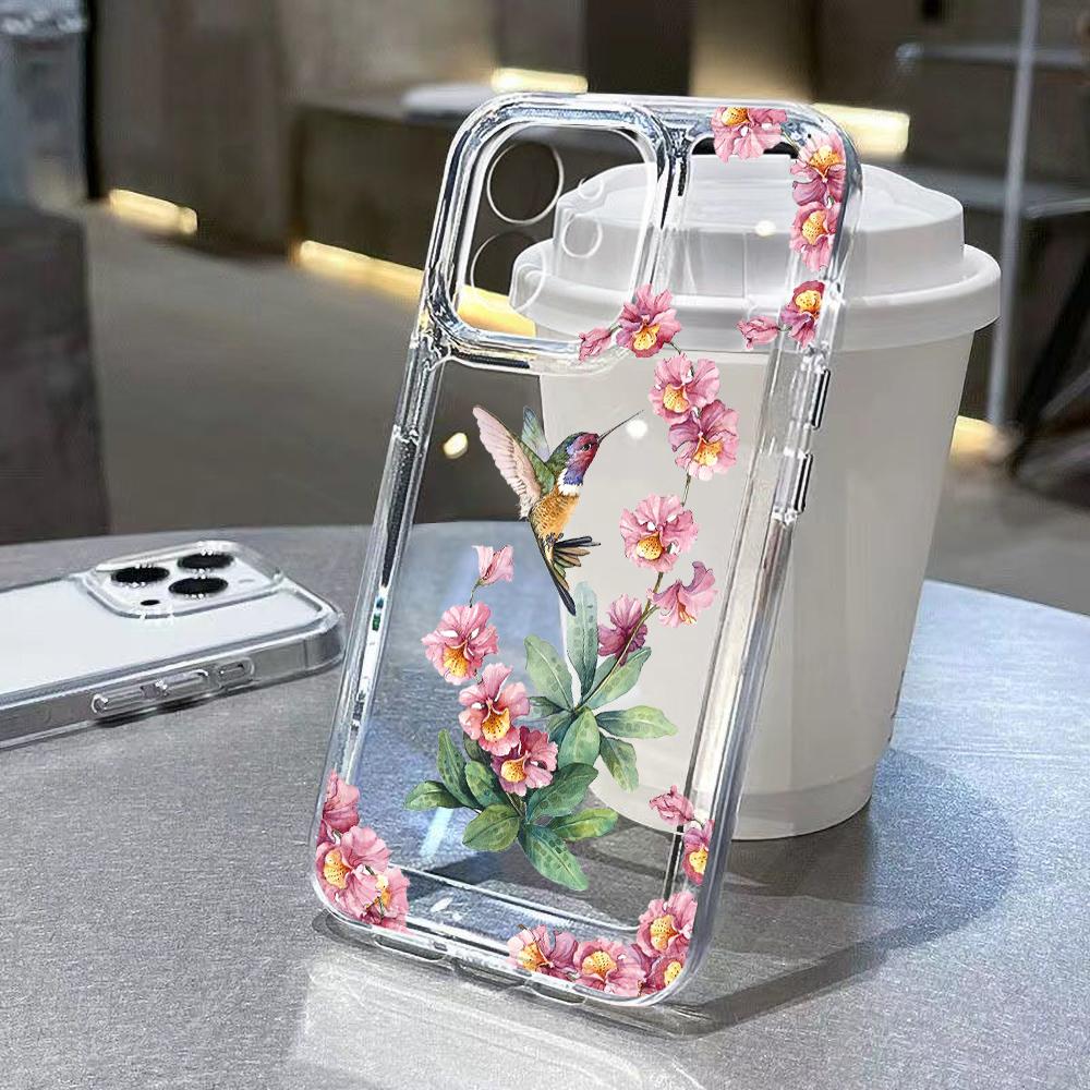 Pink Flower Clear Case For iPhone 11 Case iPhone 12 13 14 15 Pro Max X XR XS Max 7 8 Plus SE   Funda Soft Silicone Cover