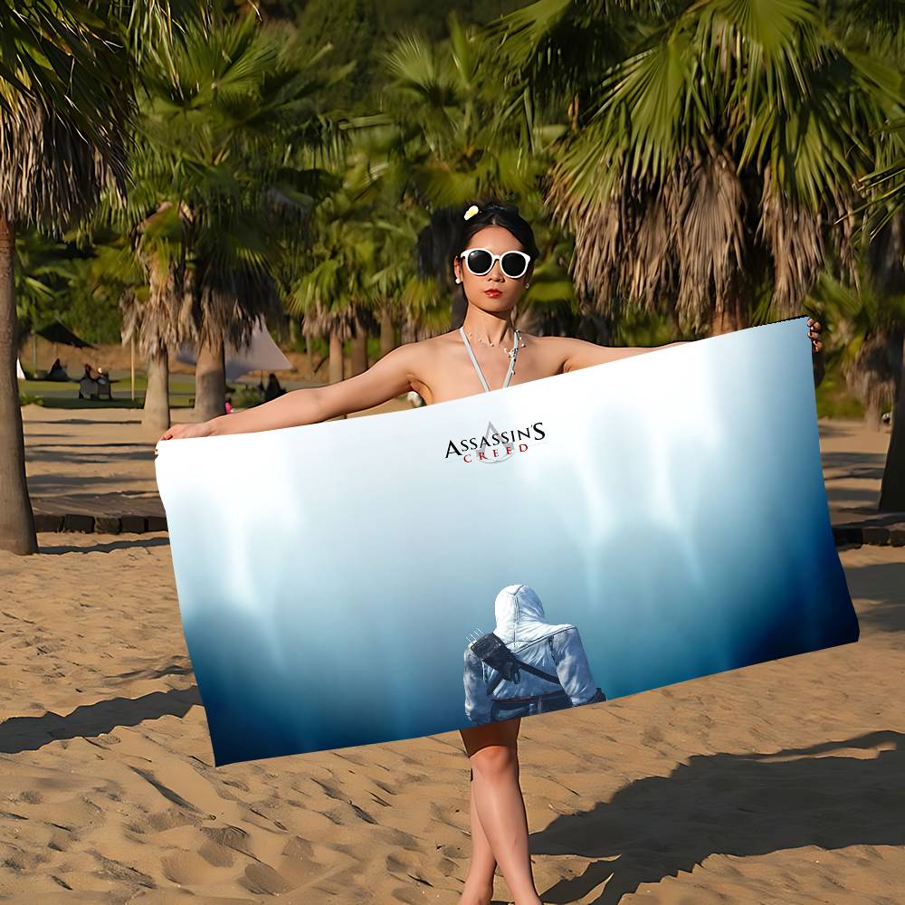 A-Assassin C-Creed Gaming Anime Strand Schwimmtuch Weiches Saugfähiges Waschlappen Kindergeschenke für Kinder Reise Camping Fitnessstudio