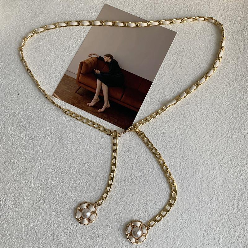 

Trendy Chain Womens Waist Belt In Elegant Black And Chic Colors White белый