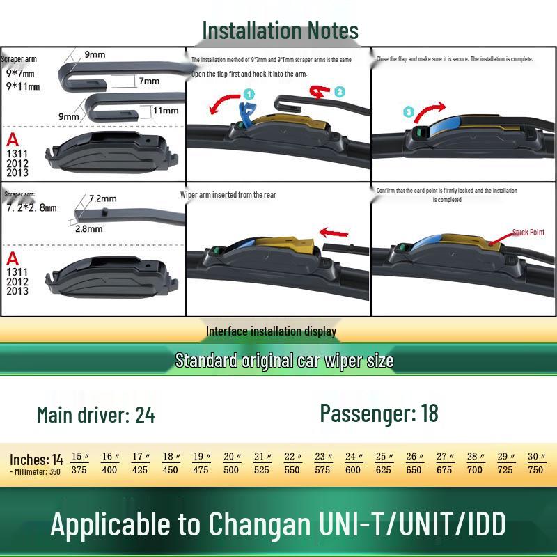 

Frameless Silent Wiper Blade for Changan UNI-T/UNIT/IDD Cars