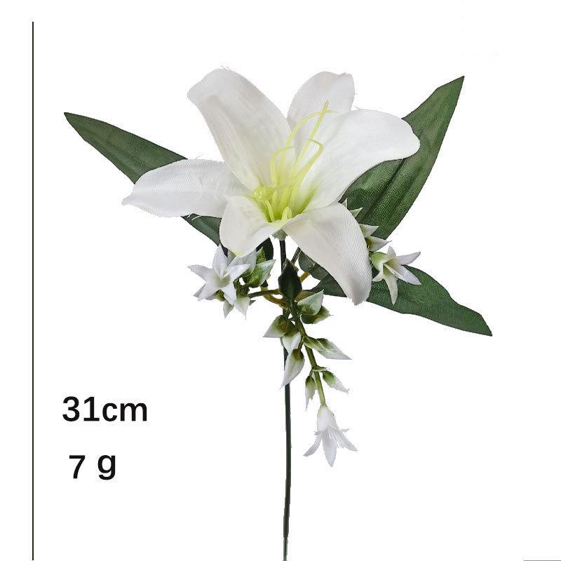 Lily and Baby's Breath Artificial Bouquet - Decorative Faux Flowers Arrangement
