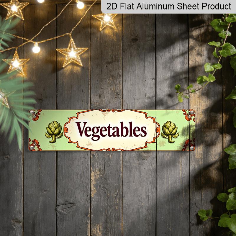 2D Flat- 1pc Vintage Vegetables Aluminium Decorative Sign |High-Quality Aluminum, Durable UV and Corrosion Resistant, Ideal for Cafes, Bars, Homes