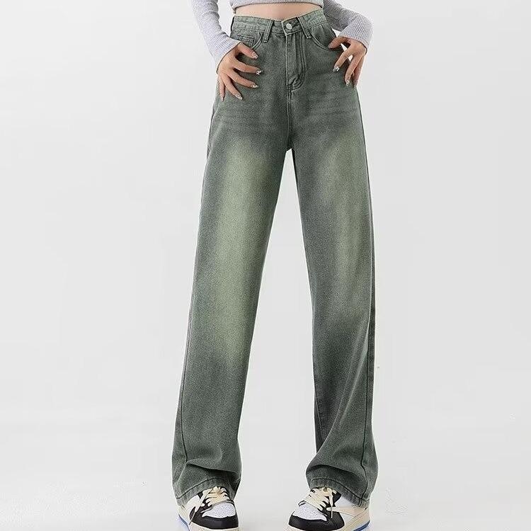 American Vintage raka jeans för damer Höst byxor med hög midja vid ben