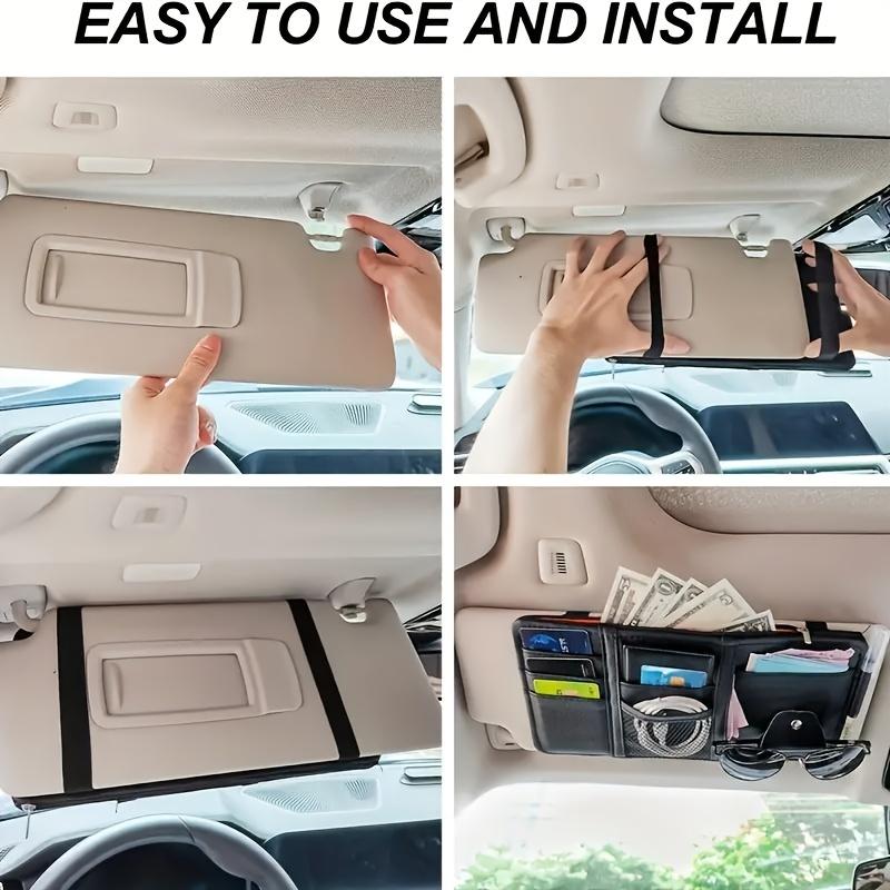1 piece of car sun visor organizer, sun mirror holder, car interior accessories, pocket organizer, storage bag