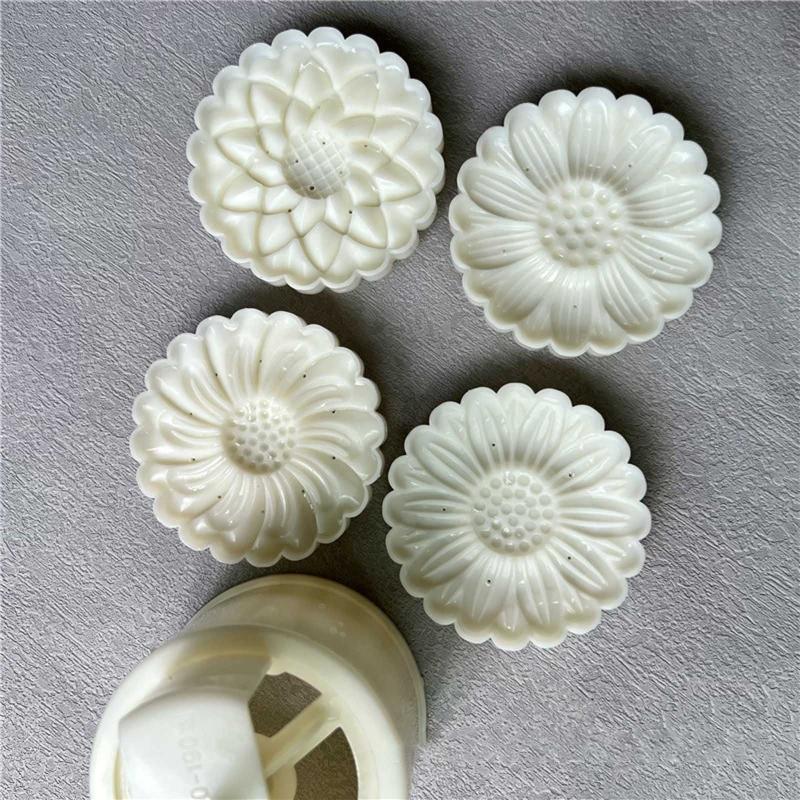 150g/200g Flower Shape Pastry Moulds Mooncake Mold Mooncake Mould Hand Pressure Tool Plastic Material Baking Accessories