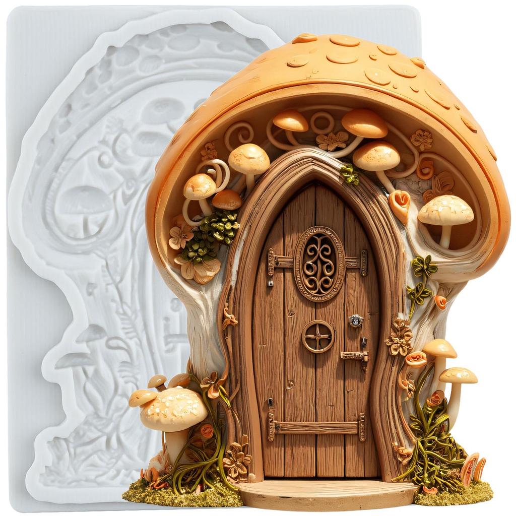 Fairy Garden House Silicone Mold Mushroom House Fondant Molds Cake Decorating Tools Cupcake Topper Candy Sugar Craft Gum Paste Polymer Clay
