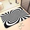Optical Illusion Spiral Black White Crystal Velvet Rug Modern Abstract Design Living RoomDecorHypnotic Pattern FloorMat Artistic