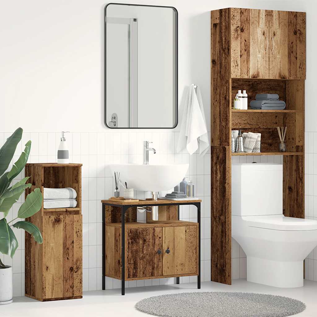 Washbasin Cabinet with Rustic Wood Look 60 X 30 X 60 Cm Engineered Wood