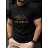 Men'S T-Shirt, a Breathable Short-Sleeve Fitted Style for Summer, Perfect for Outdoor Casual Wear. It Features a Trendy Compass Mountain Graphic Print
