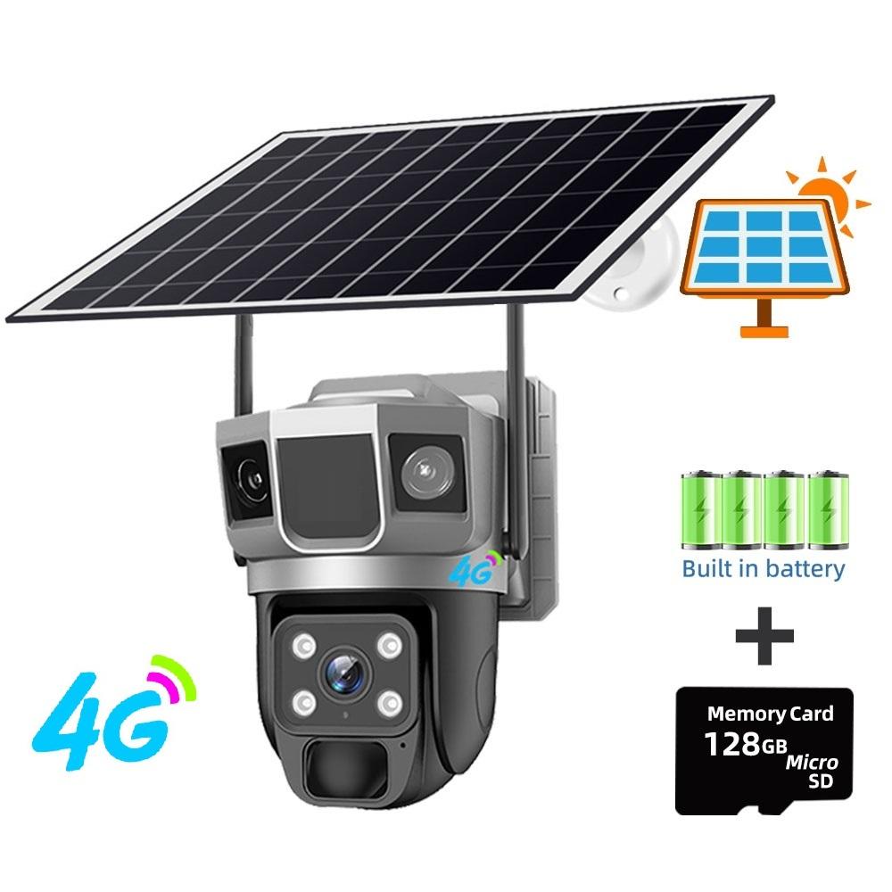 Güneş Enerjili Gözetim AOV Tam Renkli Gece Görüşü Dış Mekan Su Geçirmez 24 Saat Kayıt Güneş Enerjili Kamera