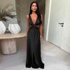 2025 European & American Sexy Halter Strap Cutout Slim Fit Evening Gown Dress for Women