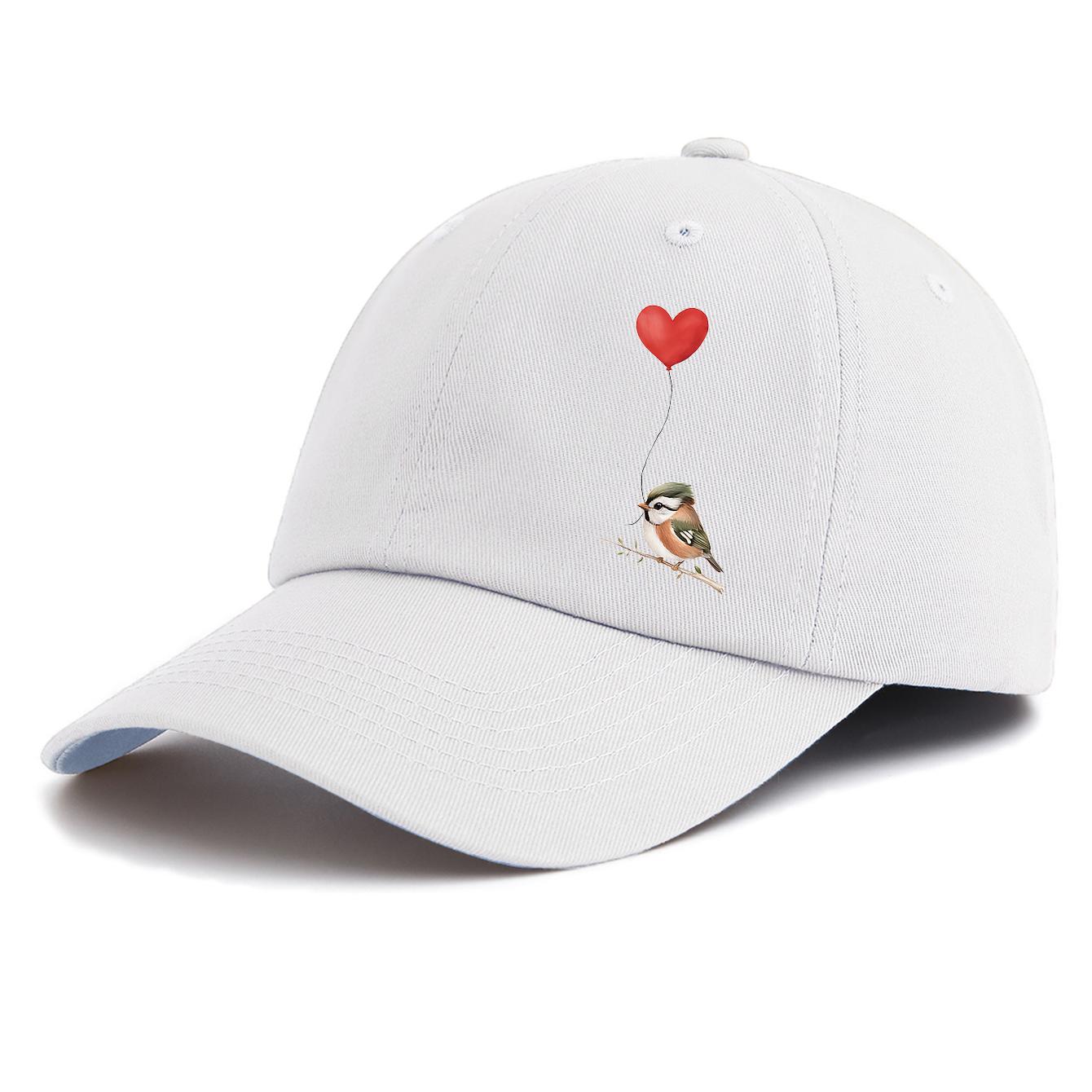 

1pc Bird Print Baseball Cap for Adults,Minimalist Retro Style Casual Soft Adjustable Dad Hat,Perfect As Gift белый