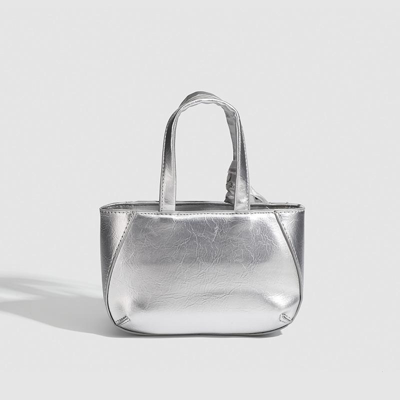 حقيبة يد نيش ذات ملمس، حقيبة مربعة صغيرة عصرية فضية للسيدات، حقيبة كروس بكتف واحد