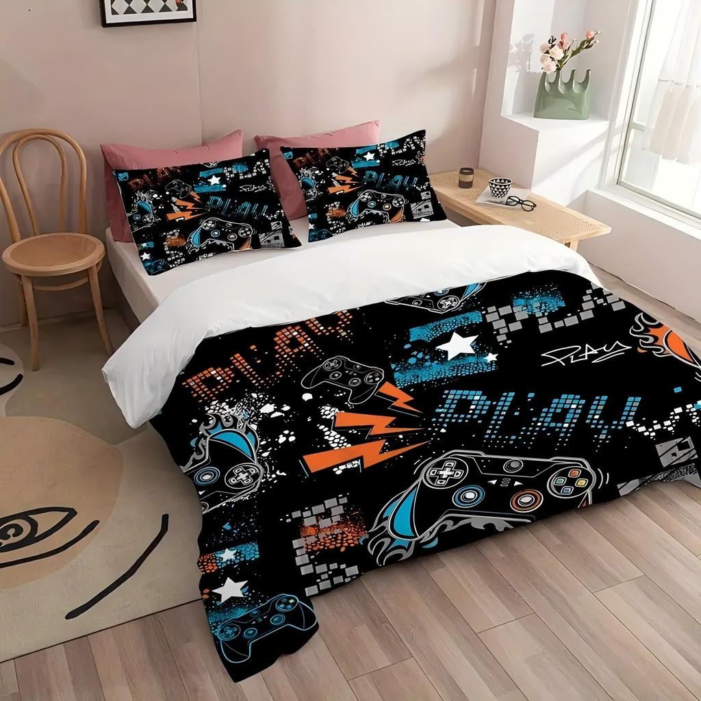 Black Game Console Pattern 3D Printed Quilt Cover Set Cool Modern Style Bedding Set Polyester Comfortable Bedspread Duvet Cover