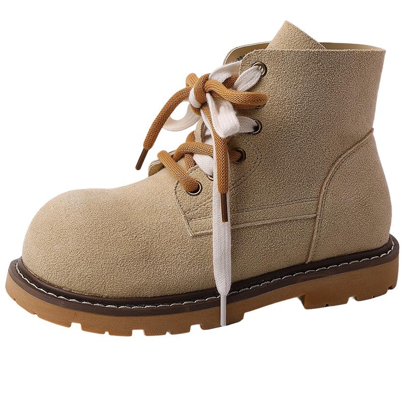 Fashion Suede British Martin Boots Autumn Vintage Short Tube Frosted Lace-Up Flat Bottom Versatile Boots Women's Boots