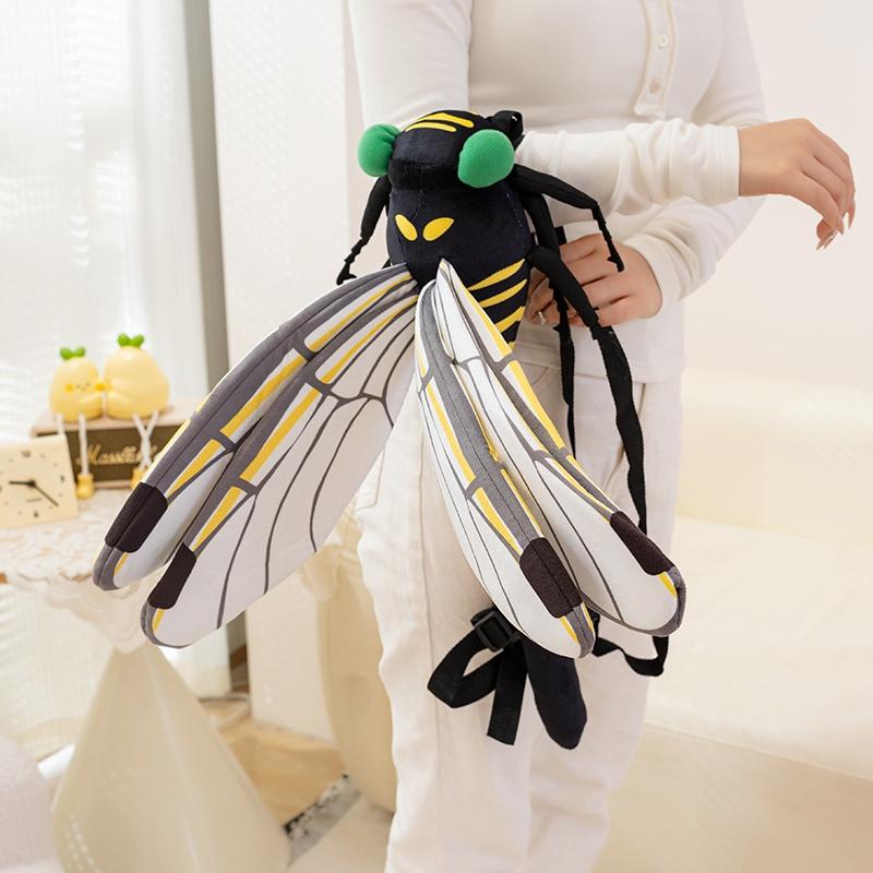 60cm Insect Series Dragonfly Backpack Realistic Dragonfly Stuffed Animal Plush Toys Creative Bag Birthday Gifts For Kids