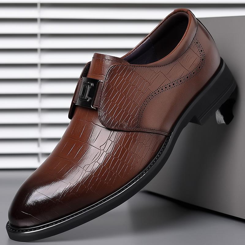 Men'S Business Dress Leather Shoes Genuine Leather British Casual Shoes Men'S Pointed Leather Shoes Wedding Shoes