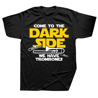 Lustige Posaune Komm auf die dunkle Seite T-Shirts Grafik Streetwear Kurzarm Geburtstagsgeschenke Sommerstil T-Shirt Herrenbekleidung