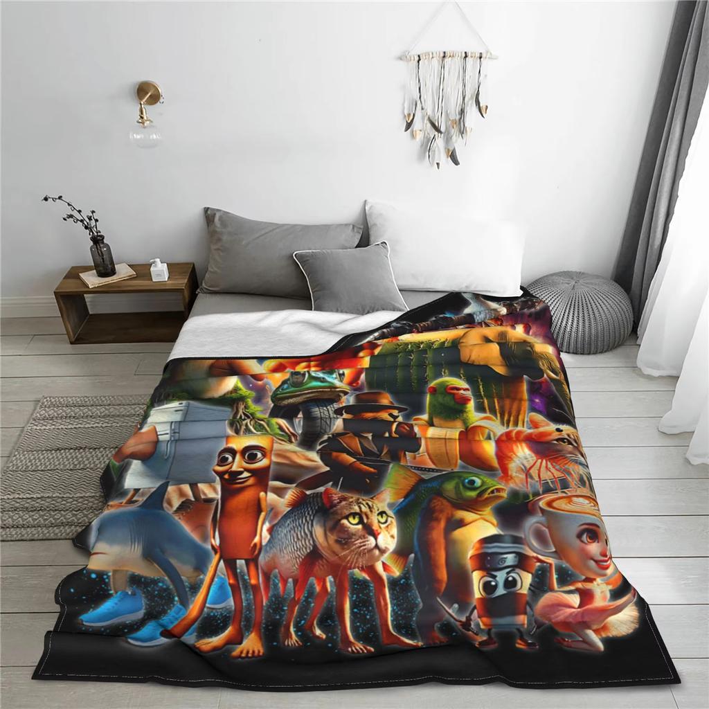 Brainrot AI Italian Plush Blanket generates animal patterns flannel material suitable for children and adults