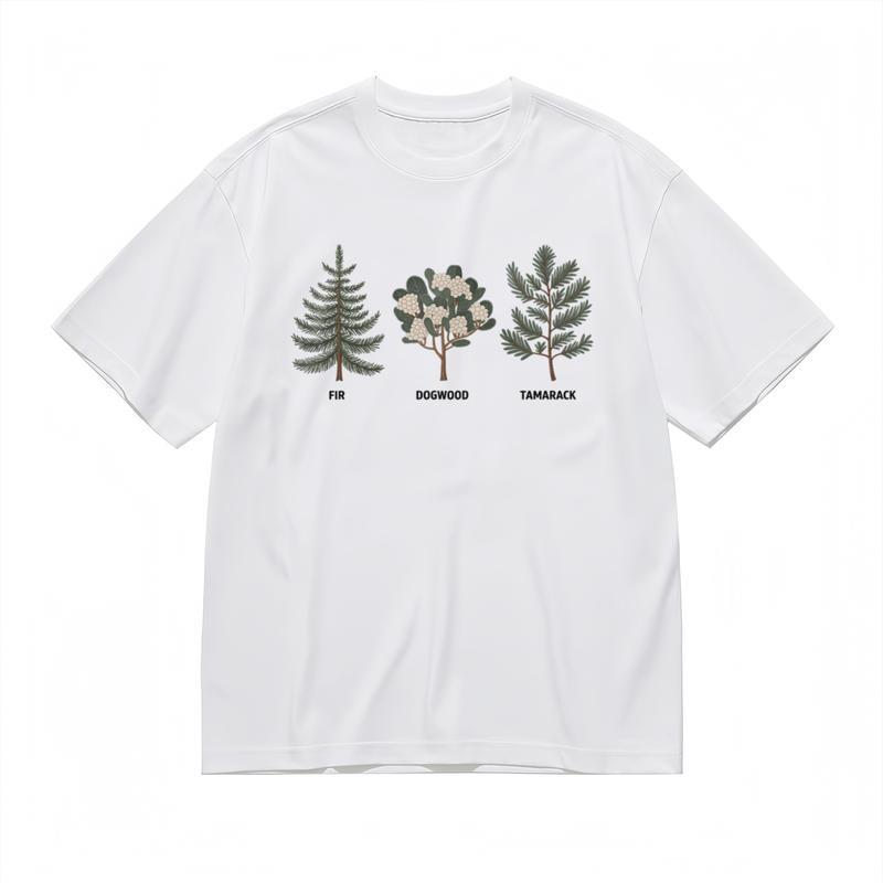 

Women s Trend Breathable Classic T-Shirt Botanical Illustration with Labels Tee S