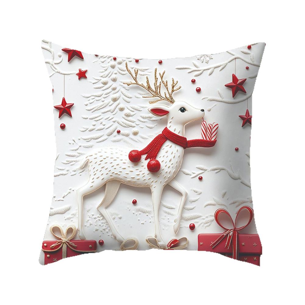 Set of 4 Christmas Cushion Covers 18x18 Inch Christmas Pillow Cases Square Xmas Pillow Case for Home Sofa Couch Room Decor