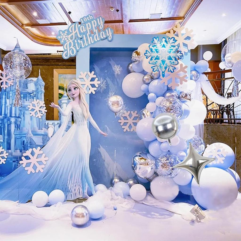 107-Piece Frozen Character Birthday Decorations, Character Balloons, HAPPY BIRTHDAY Banner, Cake Topper, Stickers, Kids Birthday Celebration