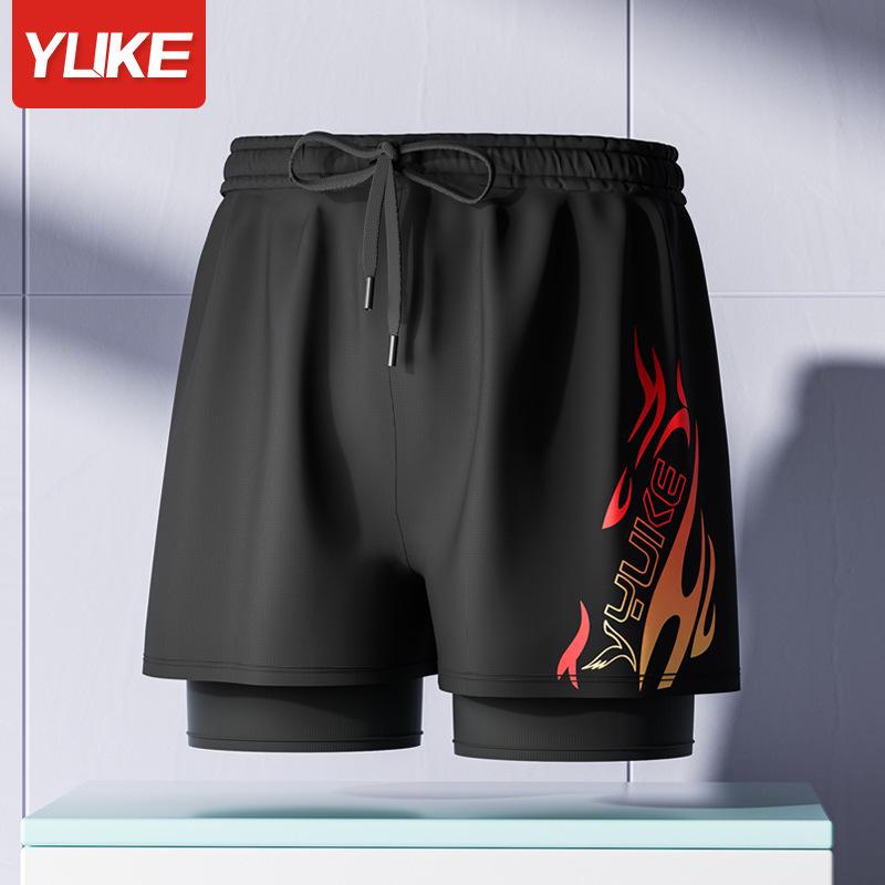 Herren Doppellagige Square-Leg Badehose - Fünf-Punkt-Stil, Anti-Peinlichkeit, Professionelle Strandbekleidung für Erwachsene.