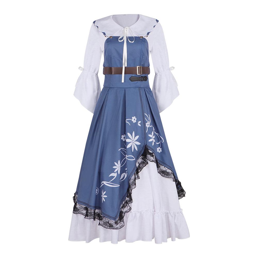 Female cosplay costumes, anime sets, kimono dresses, Halloween cosplay parties, and anime exhibition costumes S синий