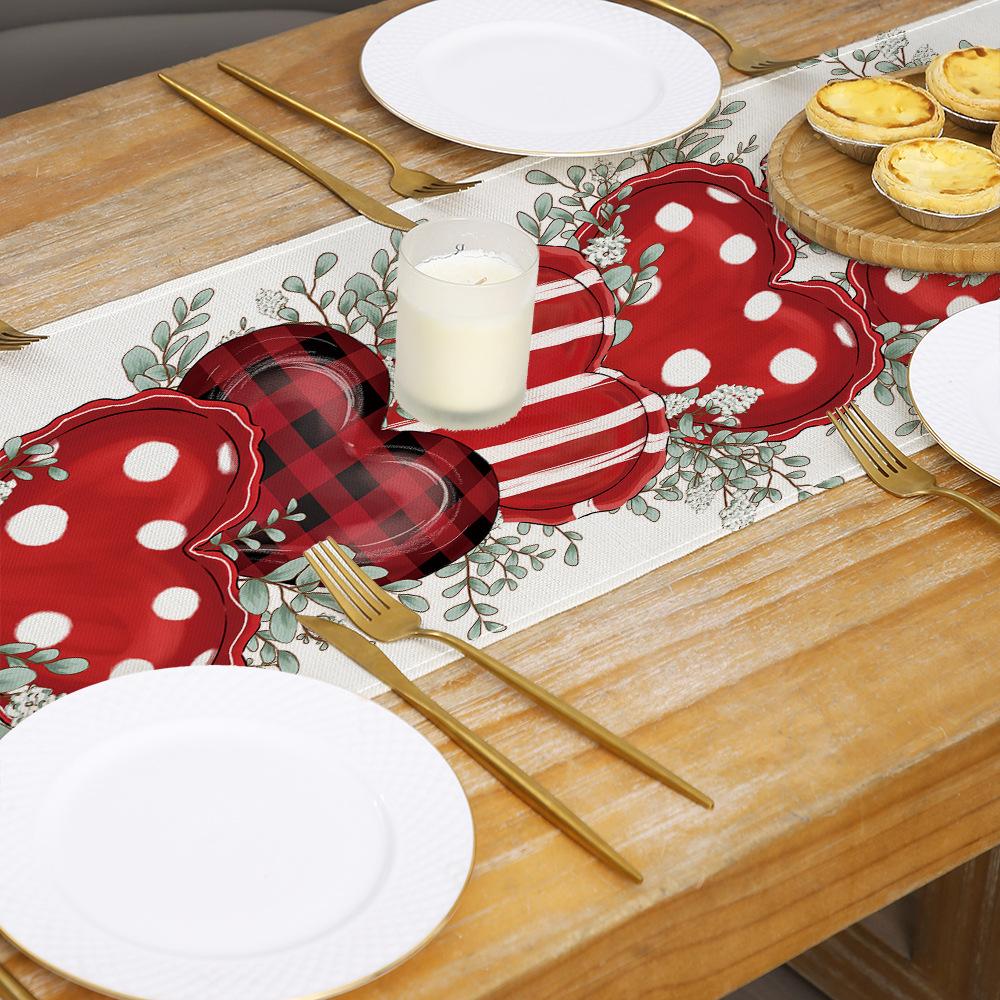 Table Flag Valentine's Day Love Home Decoration Table Cloth Tablecloth Linen Print