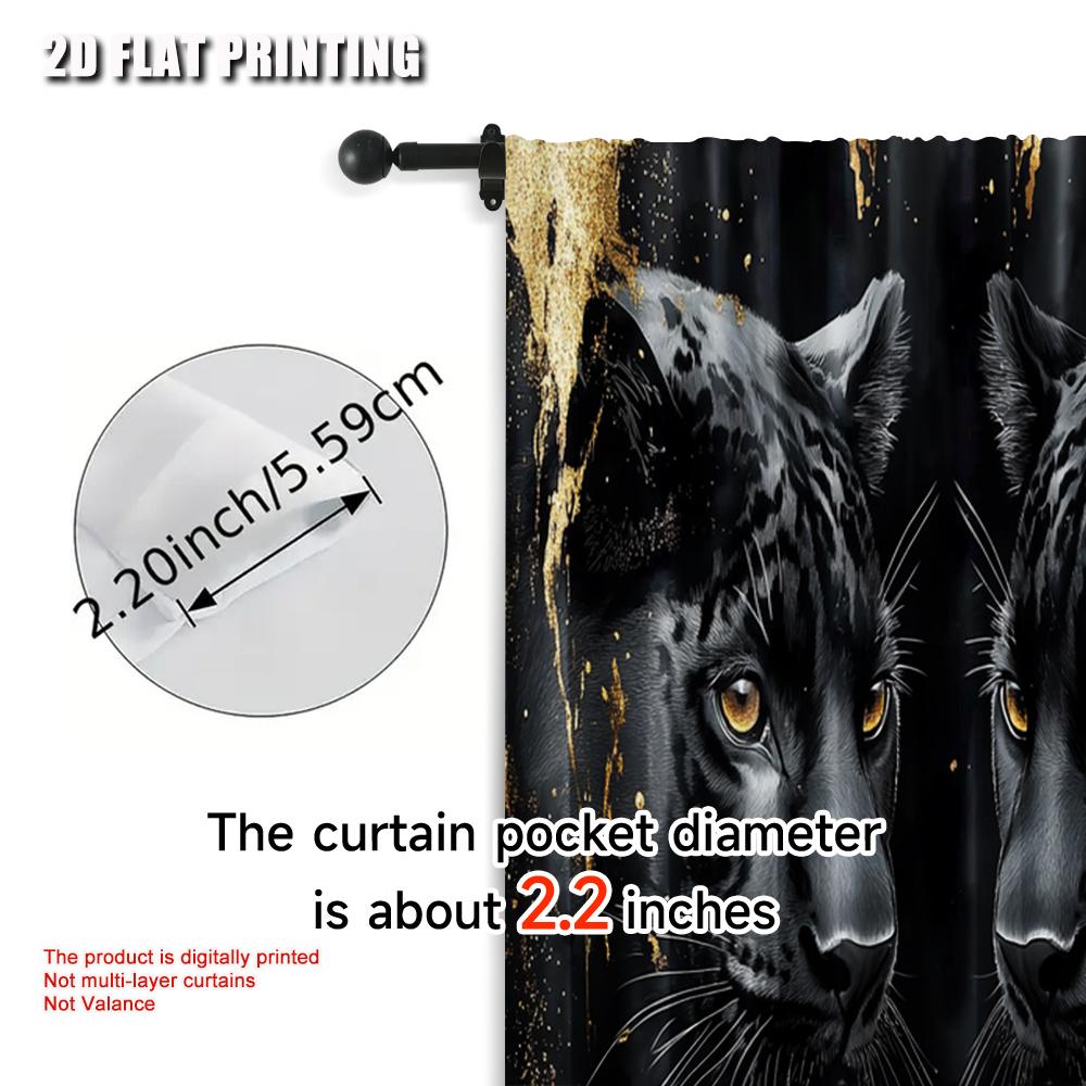 2pcs   plane printing Curtains&Window Treatment Golden Leopard Durable 100% Polyester Fabric (without rod) Festive Perfect for