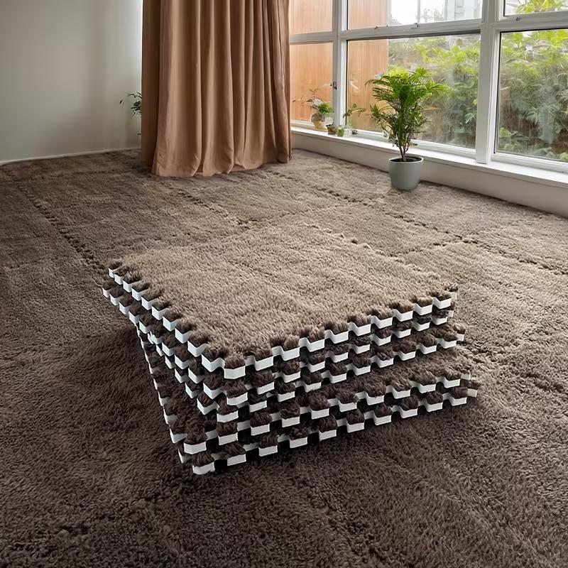 30x30cm EVA Foam Plush Interlocking Floor Mat Soft Carpet Tiles Play Mat Non-Slip Puzzle Rug for Home Living Room