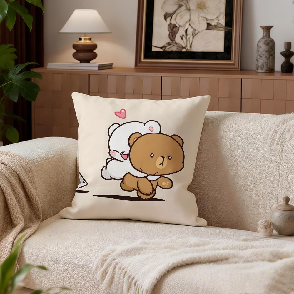 Cute Milkbear Cushion Cover Cushion Cover Set 4Pcs 50x50 45x45 40x40 Pillowcase Decorative Sofa Home Decor